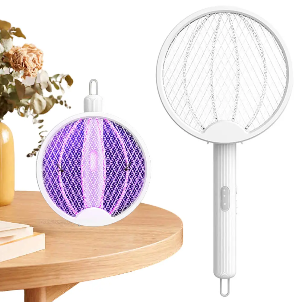Foldable Bug Zapper Racket Rechargeable Electric Fly Swatter Safe Fly Killer and Mosquito Trap Lamp for Indoor Outdoor