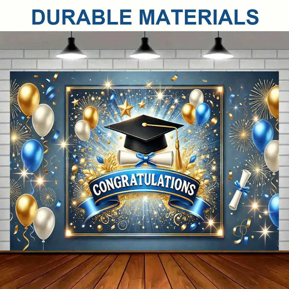 Congrats Grad Photography Background Cloth Wear Resist Photocall Backdrop Backdrop Banner for Graduation Ceremony Party Decor