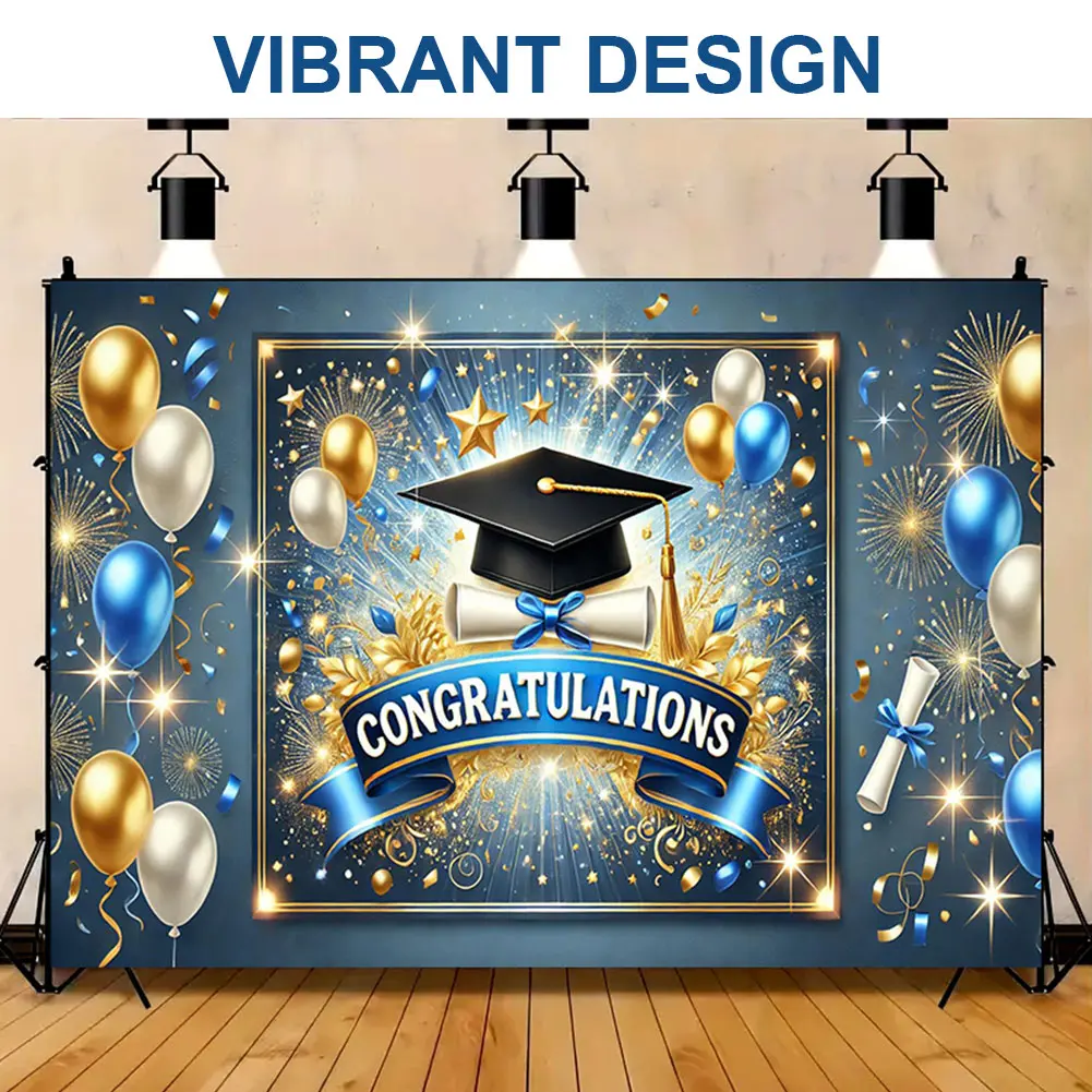 Congrats Grad Photography Background Cloth Wear Resist Photocall Backdrop Backdrop Banner for Graduation Ceremony Party Decor