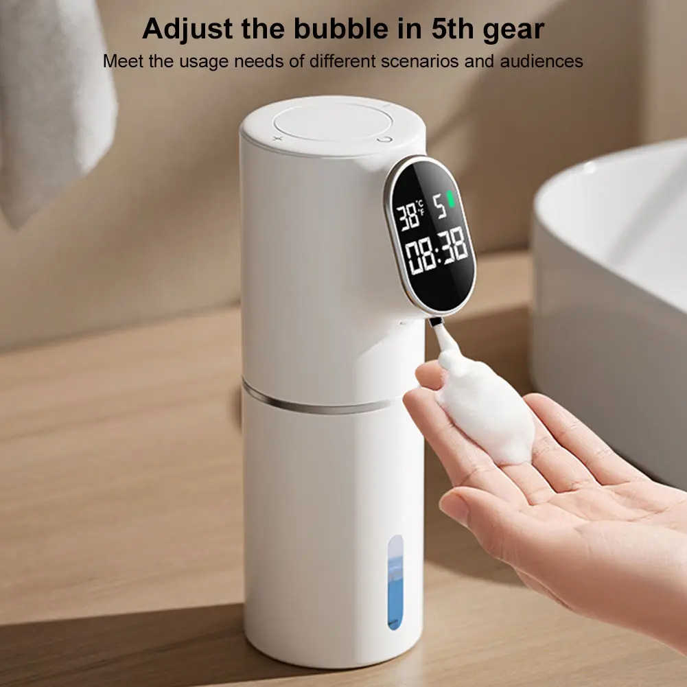 Automatic LED Display 320ML Touchless Hand Soap Dispenser Time Temperature Display Rechargeable Soap Device Washing Hand Machine