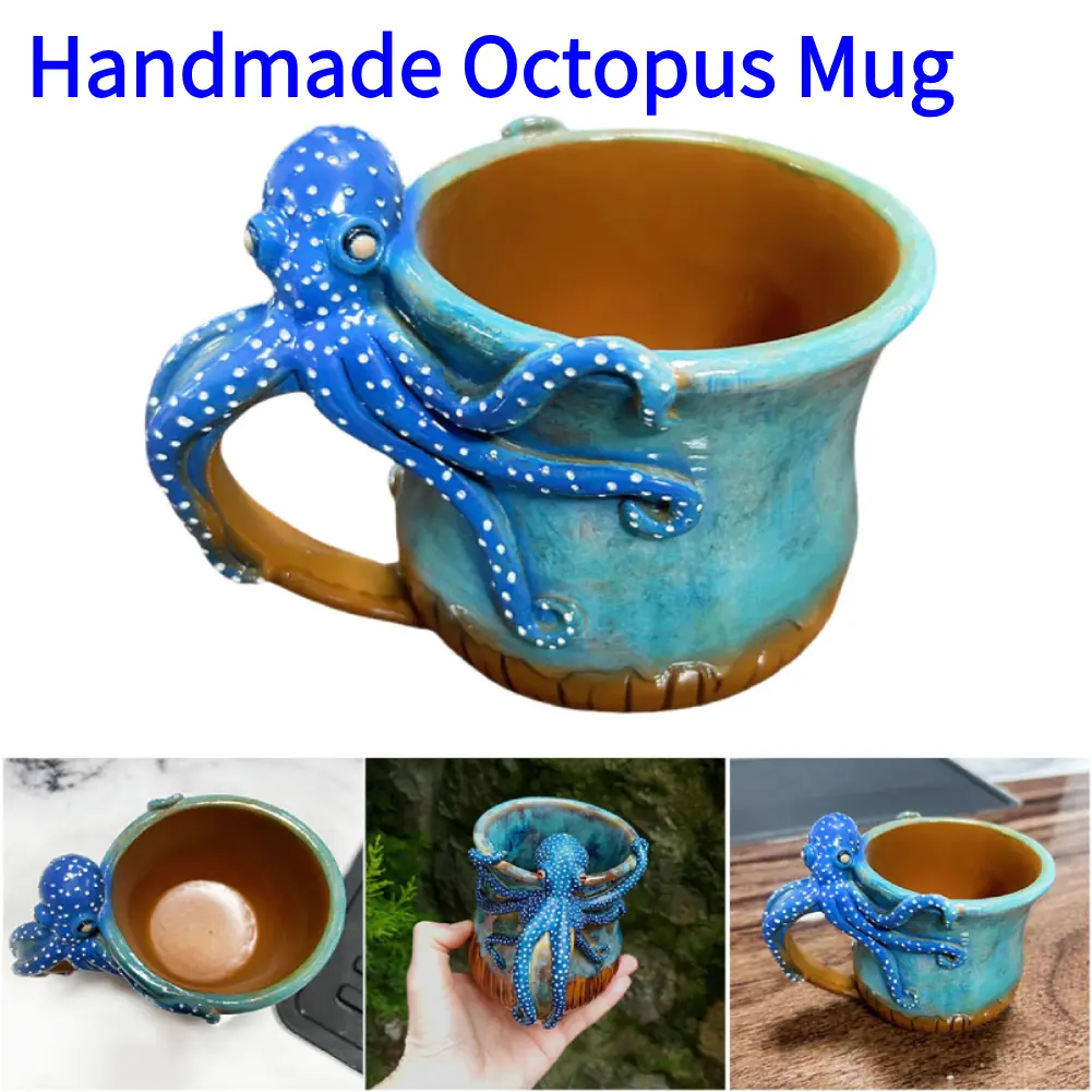Creative Octopuses Coffee Mug Handmade Statue Sea Animal Mug with Handle Water Cup for Coffee and Milk Tea Enthusiasts