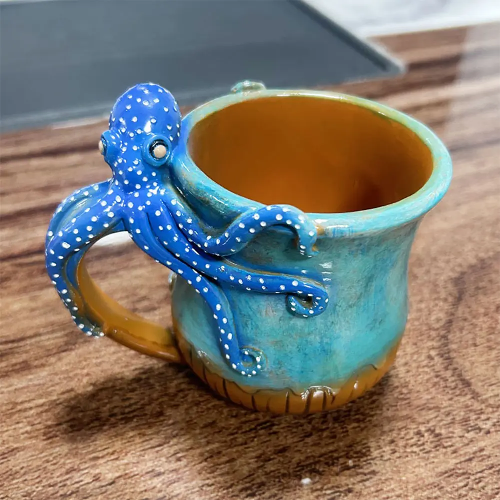 Creative Octopuses Coffee Mug Handmade Statue Sea Animal Mug with Handle Water Cup for Coffee and Milk Tea Enthusiasts