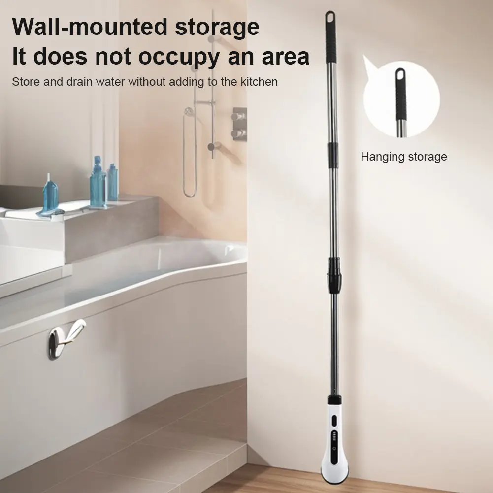 Cordless Spin Scrubber Anti-Slip Deep Cleaning Brush Waterproof Retractable Cleaning Brush for Tiles Pots Bathroom Car Interior