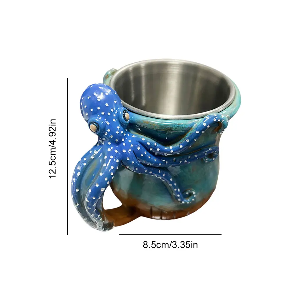 Creative Octopuses Coffee Mug Handmade Statue Sea Animal Mug with Handle Water Cup for Coffee and Milk Tea Enthusiasts