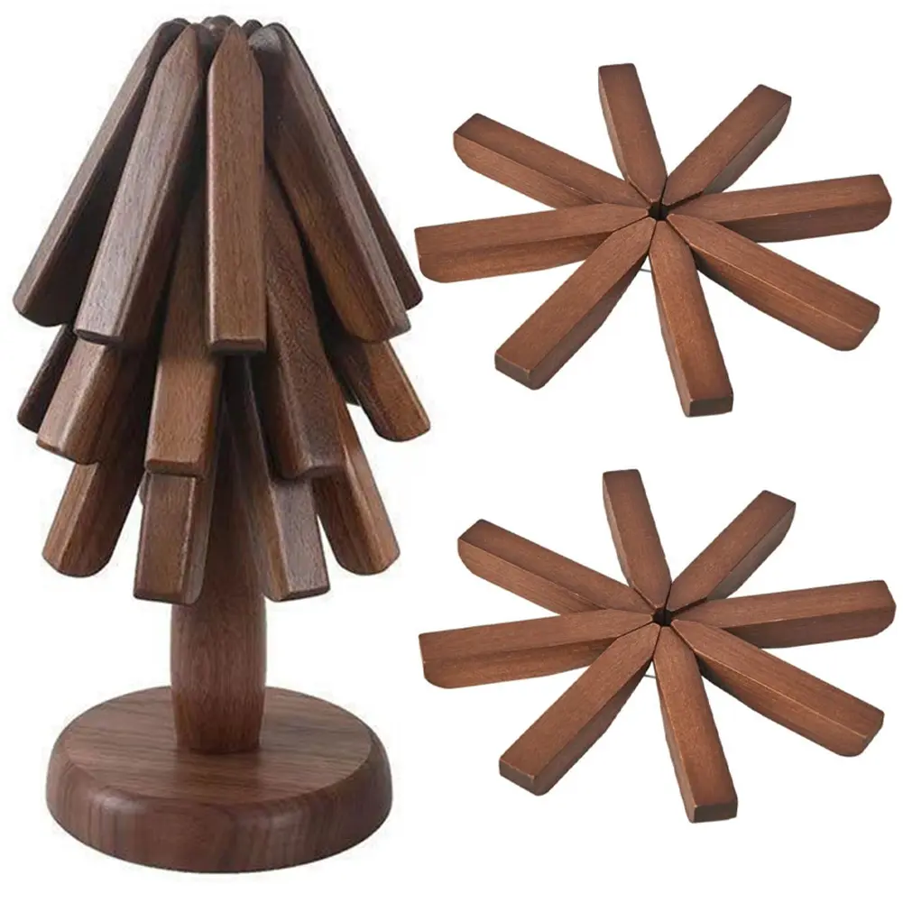 Tree Shape Decorative Anti Scald Heat Resistant Table Mat Non-Slip Wood Table Mat Heat Insulated Pad for Teapot Hot Pots