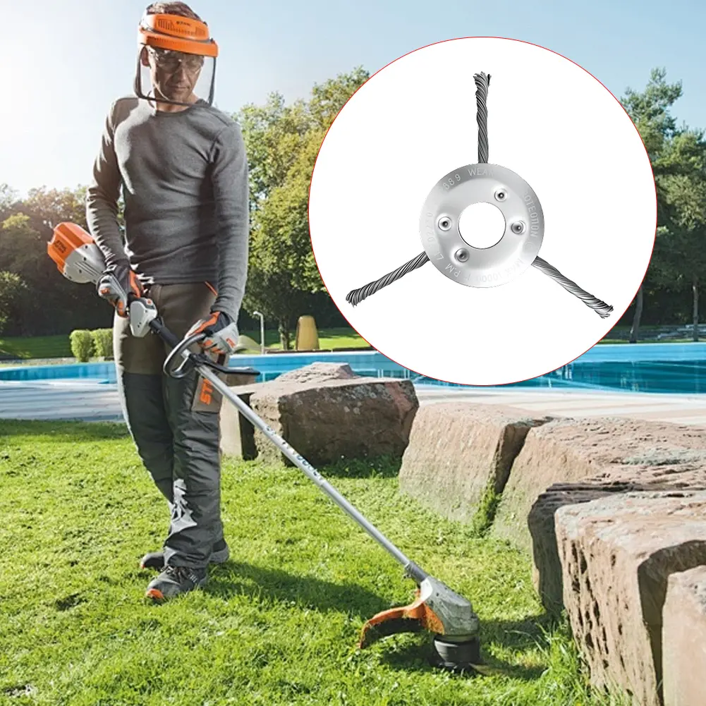 1/2PCS 3 Head Steel Wire Cutter Trimmer Head Weed Blade Cutter Universal Steel Wire Rotary Brush for Gardening Lawnmower