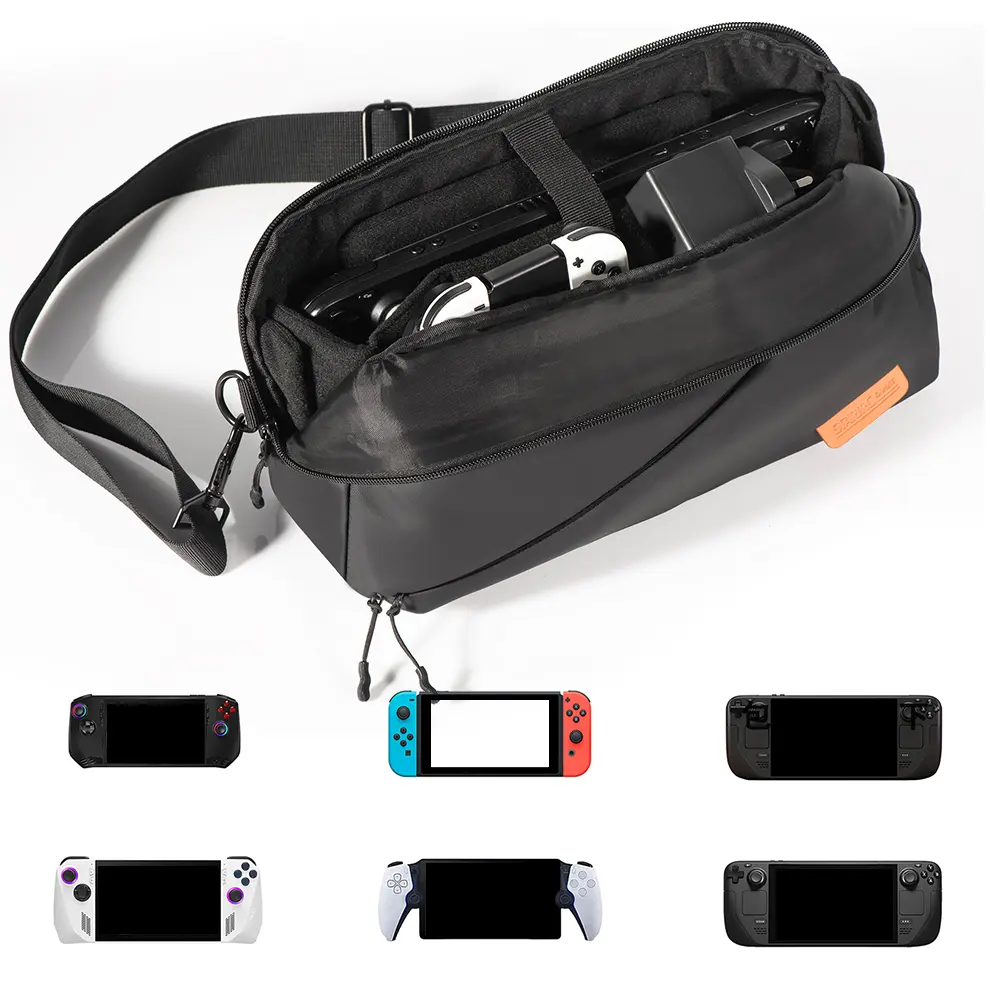 Carrying Case PU Leather Portable Storage Bag Protective Shoulder Bag Sling Bag for Switch/PS Portal/Steam Deck OLED/ROG Ally X