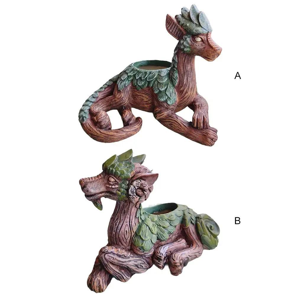 Creative Dragon Tree Planter Resin Garden Statue Succulent Planter Decorative Plant Pot Gift for Nature Lovers