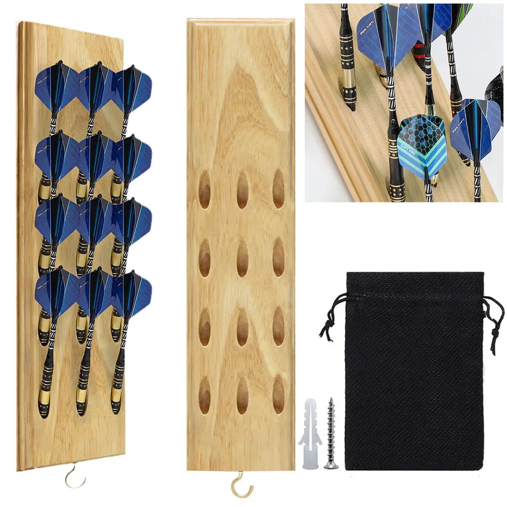Dart Holder/Stand Solid Wood Wall Mounted Dart Display & Stand Dart Storage Display Rack Displays 12 Steel/Soft Tip Darts