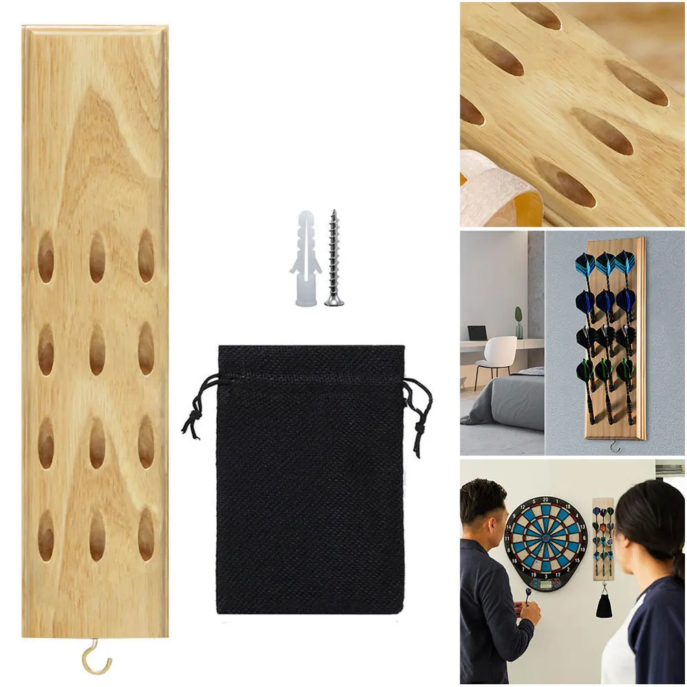 Dart Holder/Stand Solid Wood Wall Mounted Dart Display & Stand Dart Storage Display Rack Displays 12 Steel/Soft Tip Darts