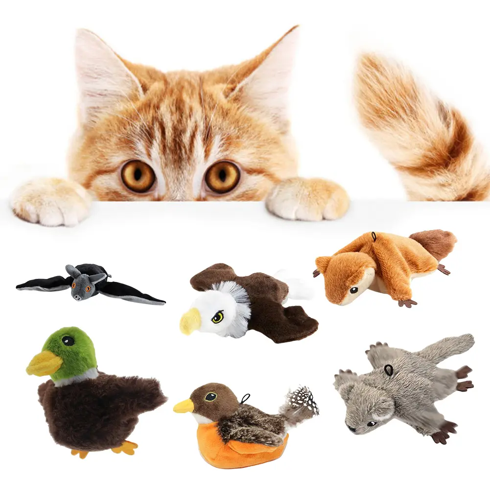Interactive Cat Toy with Catnip Beating Wings Cat Toys Plush Cat Toy for Indoor Cats To Play Alone