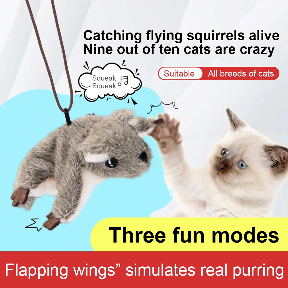 Interactive Cat Toy with Catnip Beating Wings Cat Toys Plush Cat Toy for Indoor Cats To Play Alone