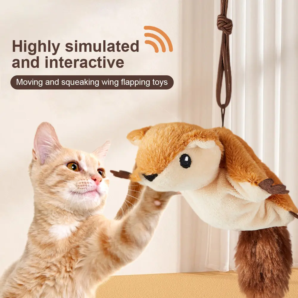 Interactive Cat Toy with Catnip Beating Wings Cat Toys Plush Cat Toy for Indoor Cats To Play Alone