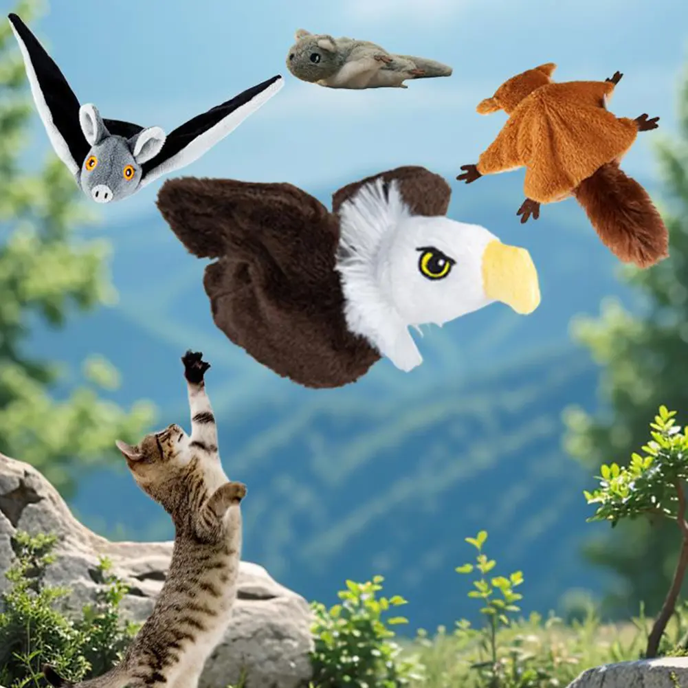 Interactive Cat Toy with Catnip Beating Wings Cat Toys Plush Cat Toy for Indoor Cats To Play Alone