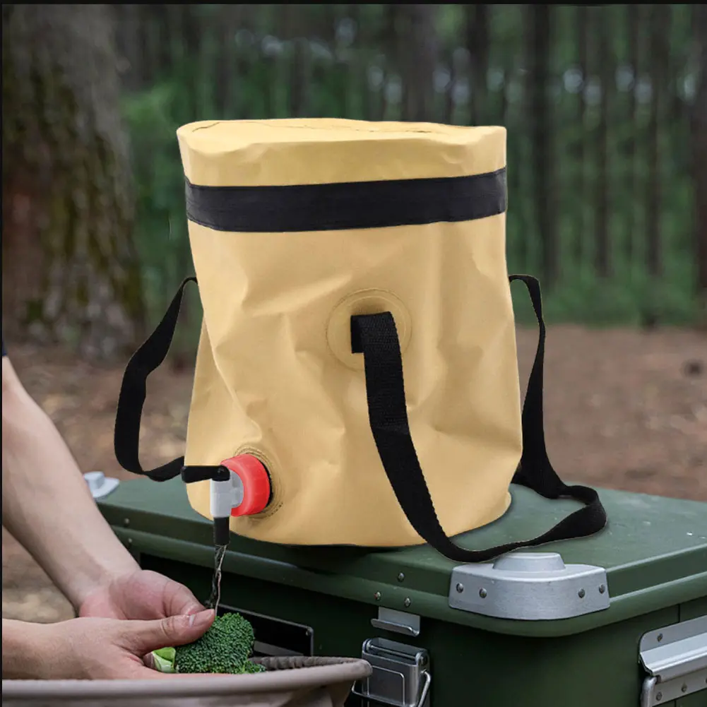 10L Collapsible Bucket Portable Folding Bucket with Faucet Camping Bucket Bag Multifunctional Bucket for Fishing Gardening