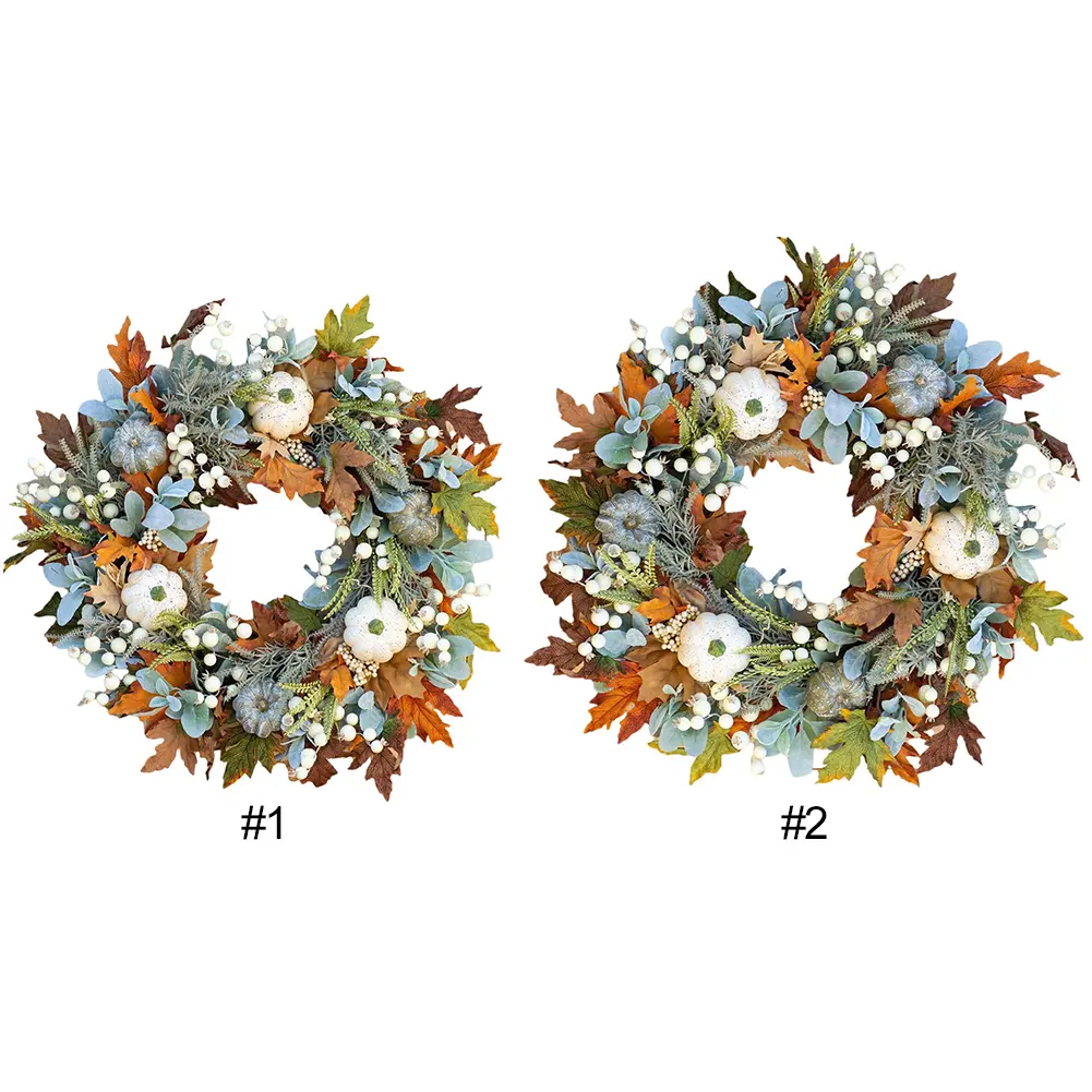 35/40cm Fall Front Door Wreath Festival Theme Pumpkin Berry Garland Decorative Autumn Wreath for Home Porch Wall Decor