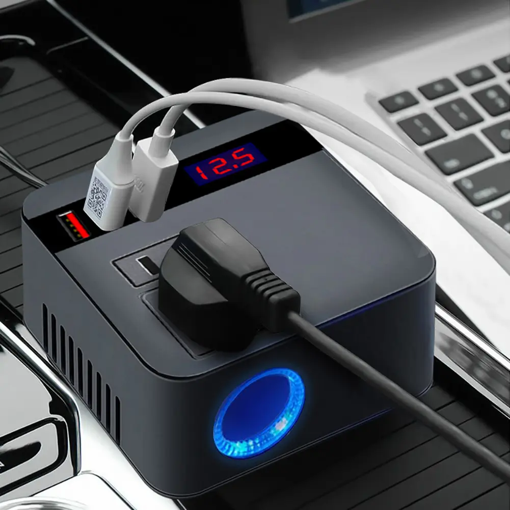 150W Car Power Inverter DC 12V To 110V Inverter Adapter Power Supply Inverter for Auto Mobile Phone Tablet for iPhone Car Truck