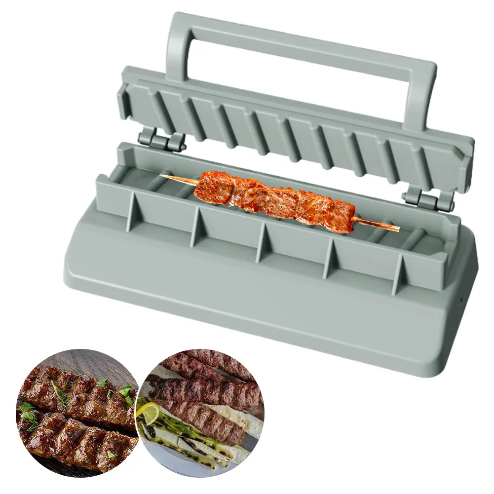 Manual Kabob Mould Plastic Barbecue Meat Skewer Machine Portable Reusable BBQ Skewer Maker Easy BBQ Companion for Home Chefs