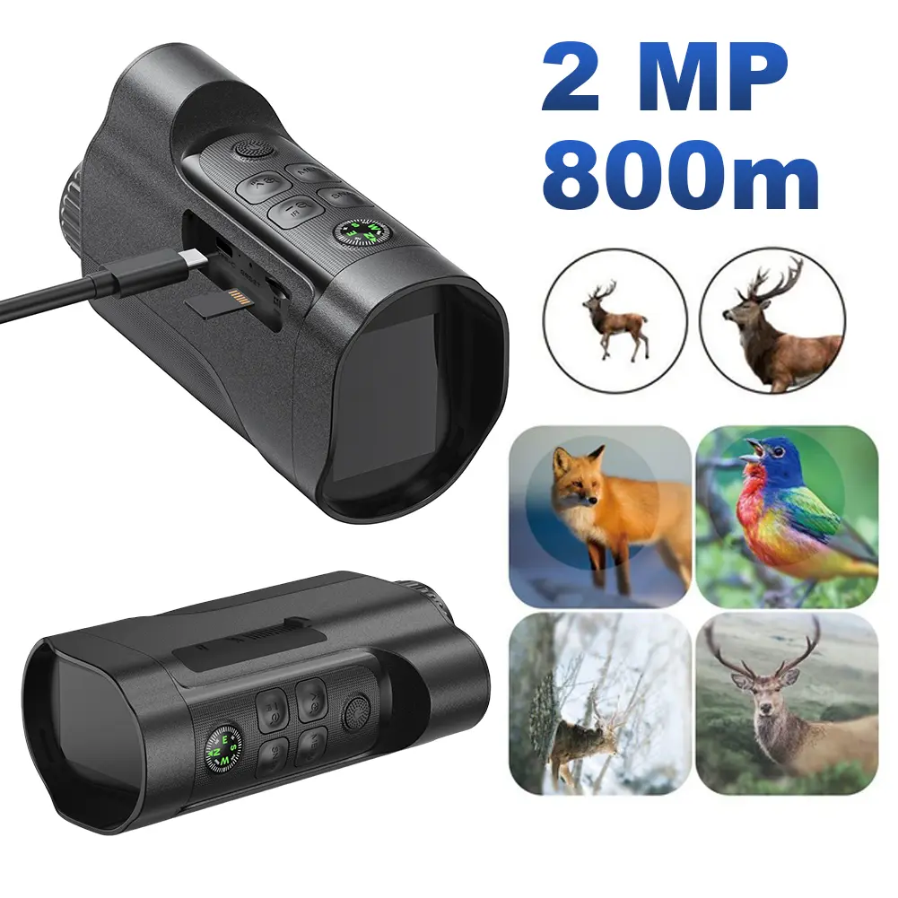 Monoculars Scope 2 Inch Screen Night Vision Goggles 10X Digital Zoom Mini Pocket Monocular 800M Night Range for Hunting Camping