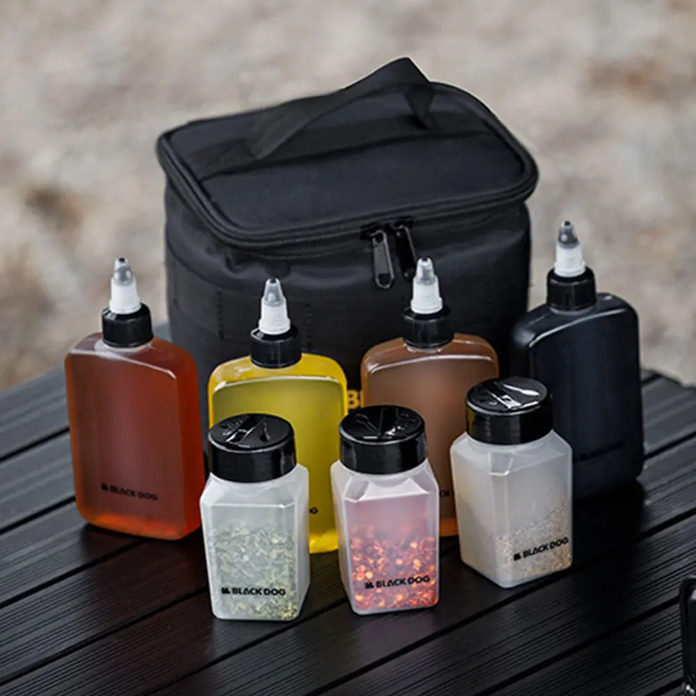 Portable Condiment Bottle Set with Storage Bag Picnic Solid Liquid Seasoning Jar Set Camping Spice Container Set