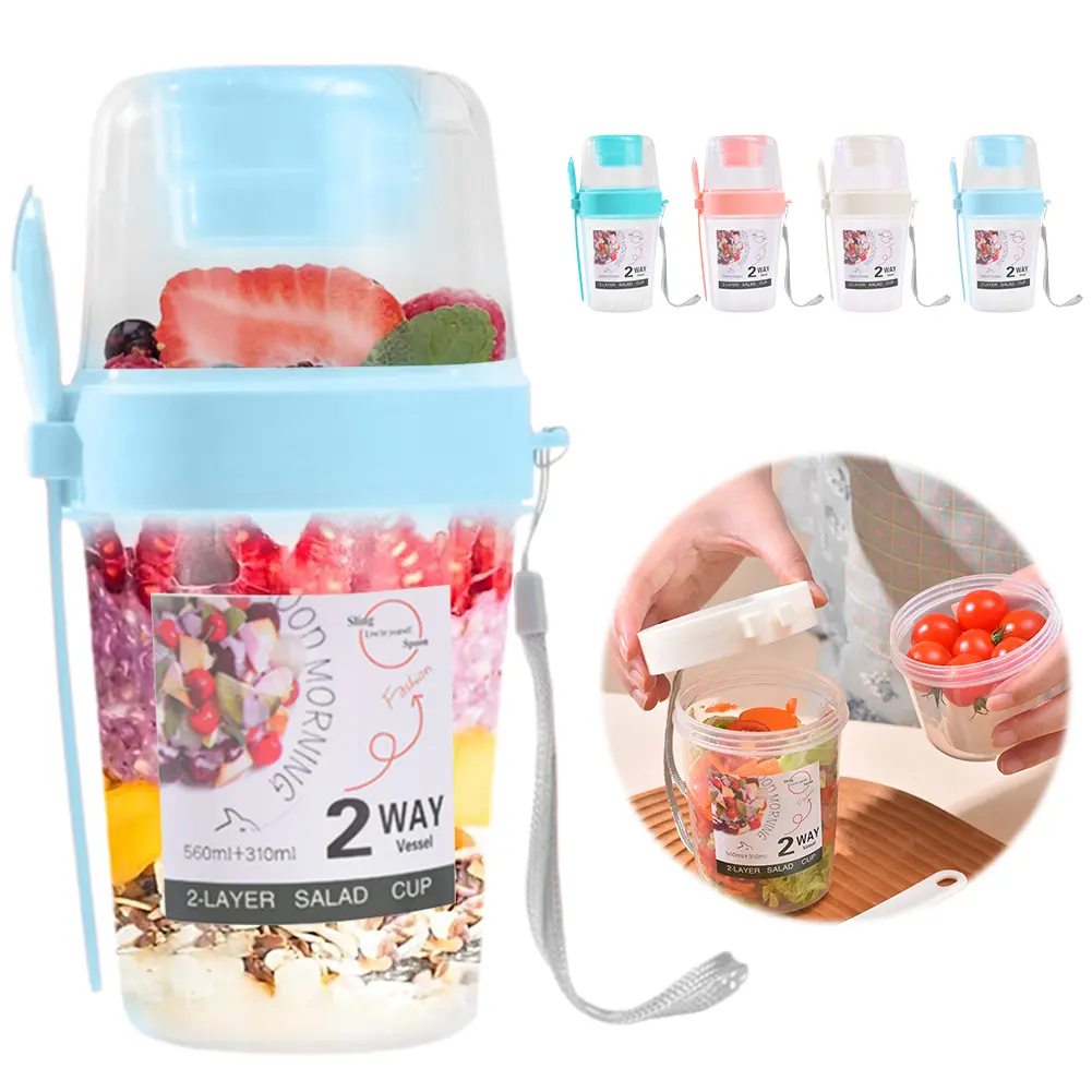 4 Pack Overnight Oats Container with Lid and Spoon Portable Cereal Cup Milk Container for Milk Cereal Fruit