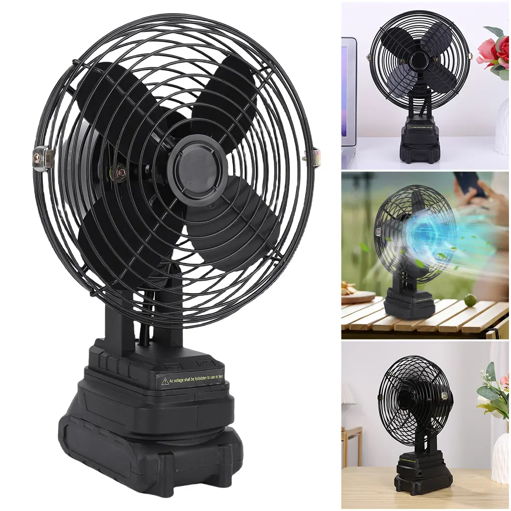 High Power Electric Fan Rechargeable Portable Camping Fan 2 Speed Settings Lithium Battery Desk Fan for Camping Hiking