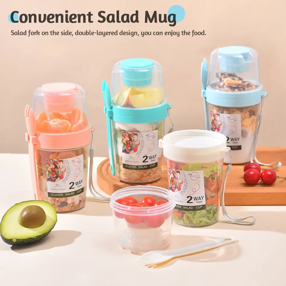 4 Pack Overnight Oats Container with Lid and Spoon Portable Cereal Cup Milk Container for Milk Cereal Fruit