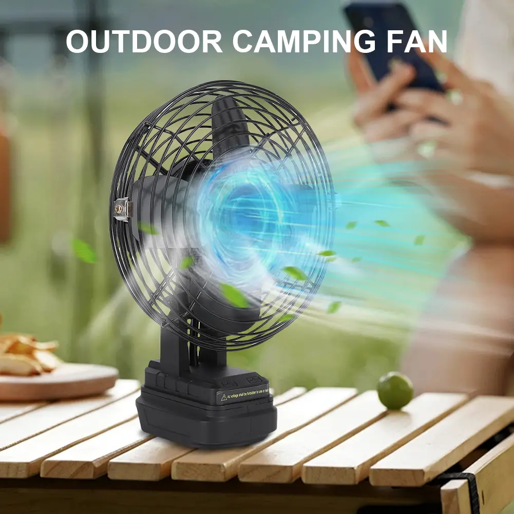 High Power Electric Fan Rechargeable Portable Camping Fan 2 Speed Settings Lithium Battery Desk Fan for Camping Hiking