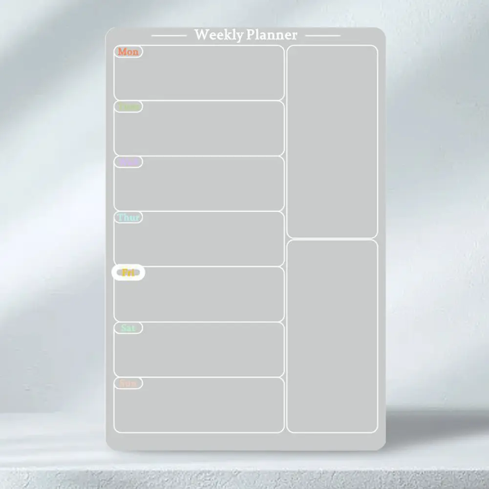 Acrylic Magnetic Calendar 7.8x11.7 In Magnetic Menu Board Reusable Acrylic Dry Erase Board with 6 Color Pens for Refrigerator