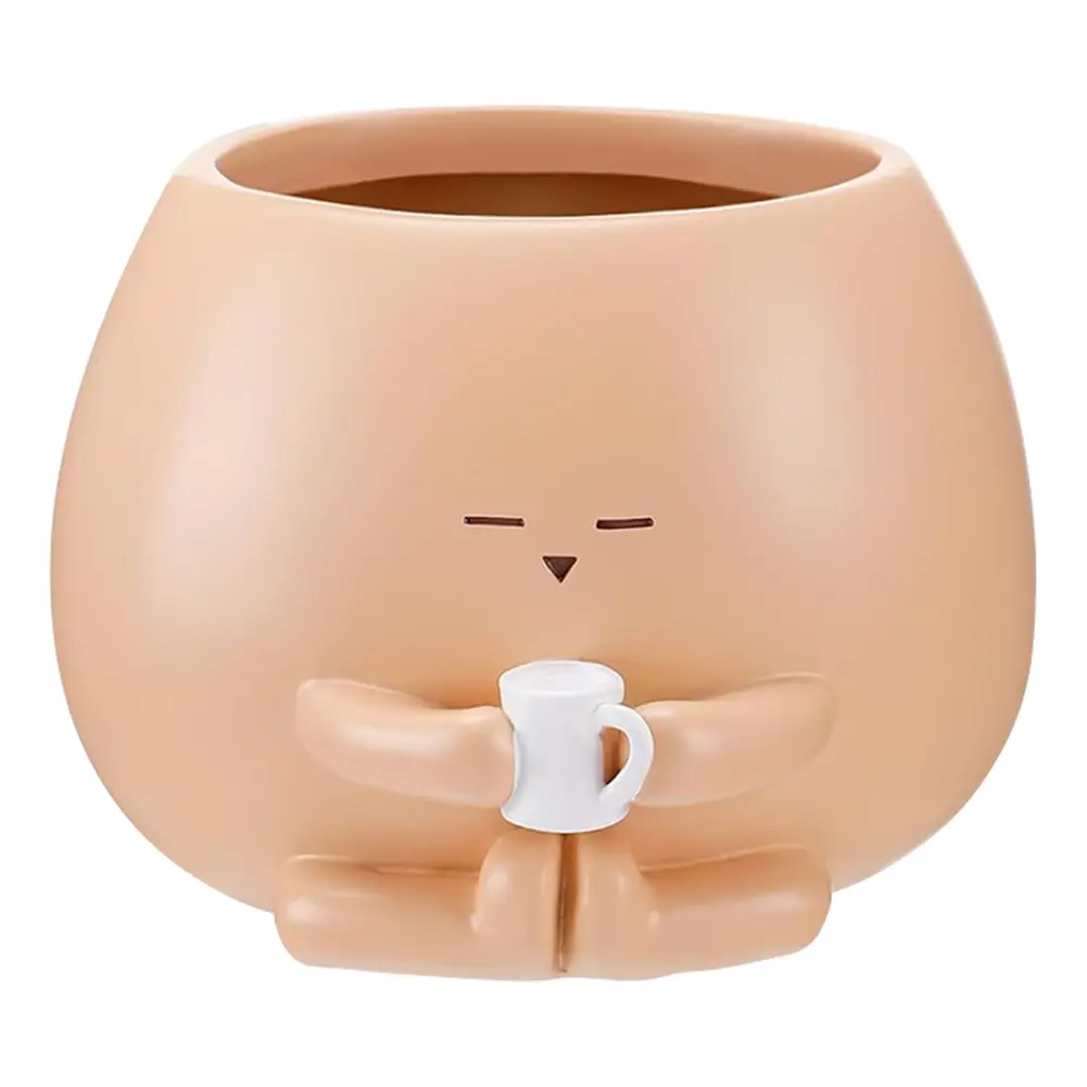 Resin Holding Cup Figure Flower Pots with Drainage Hole Sitting Design Garden Planter for Indoor Outdoor Office House