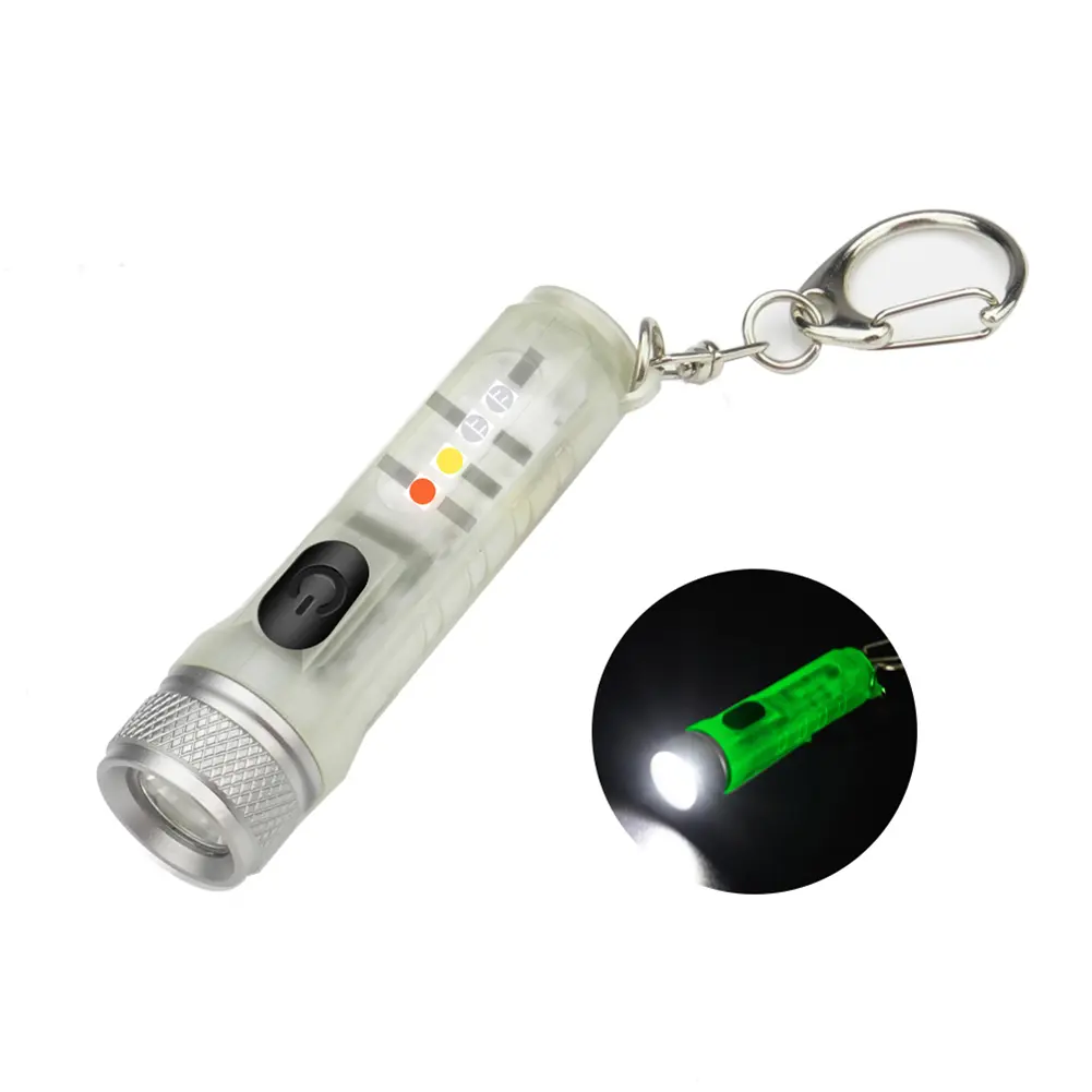 Mini Keychain Flashlight Rechargeable EDC Handheld Flashlight Portable Pocket Torch for EDC Dog Walking Hiking Camping Emergency