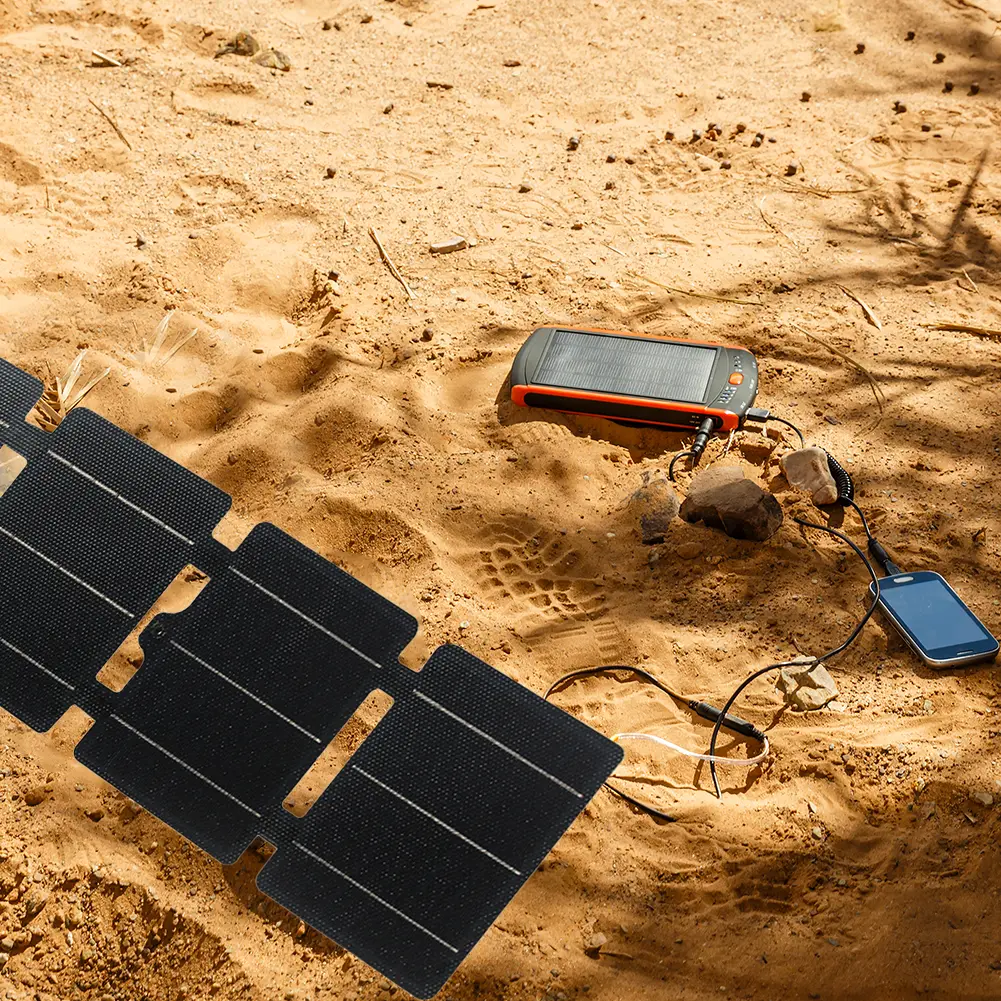 20W Flexible ETFE Solar Panel Charger USB/Type-C Foldable Solar Panels IPX6 Waterproof Portable Solar Panel Charger for Phone