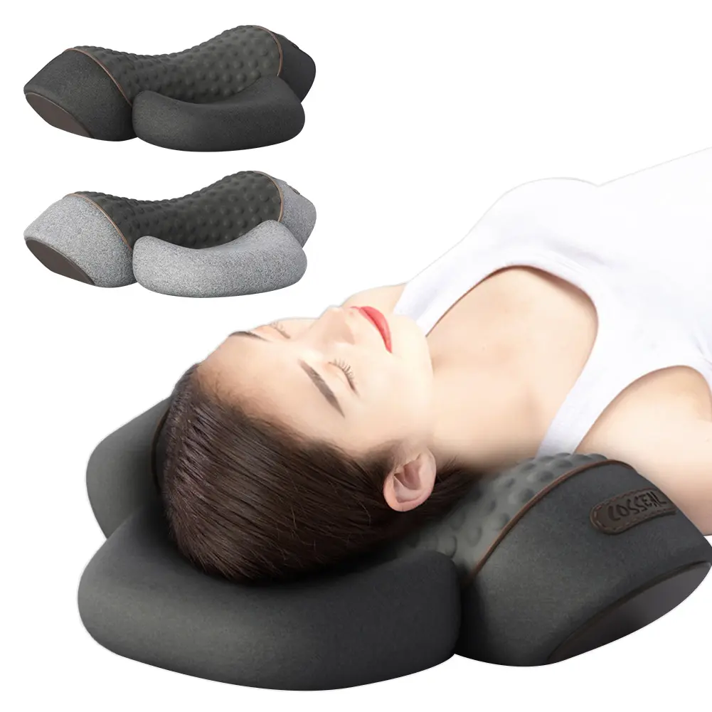 Electric Neck Pillow Ergonomic Memory Foam Pillow Heat & Vibration Shoulder Massager Pillow Multi-Function for Blood Circulation