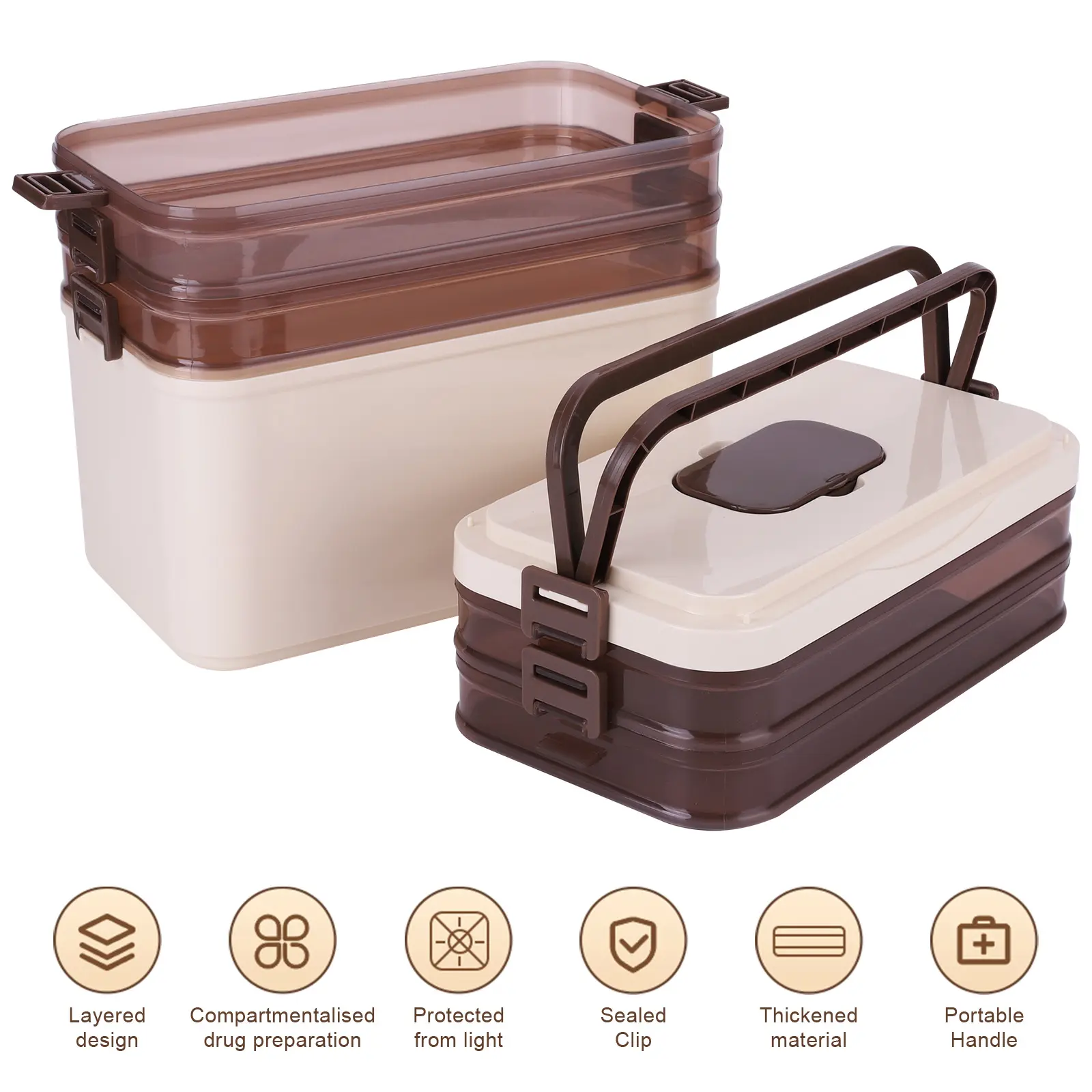 5 Tier Medicine Storage Box Medicine Organizer Medication Storage Box for Home Office School