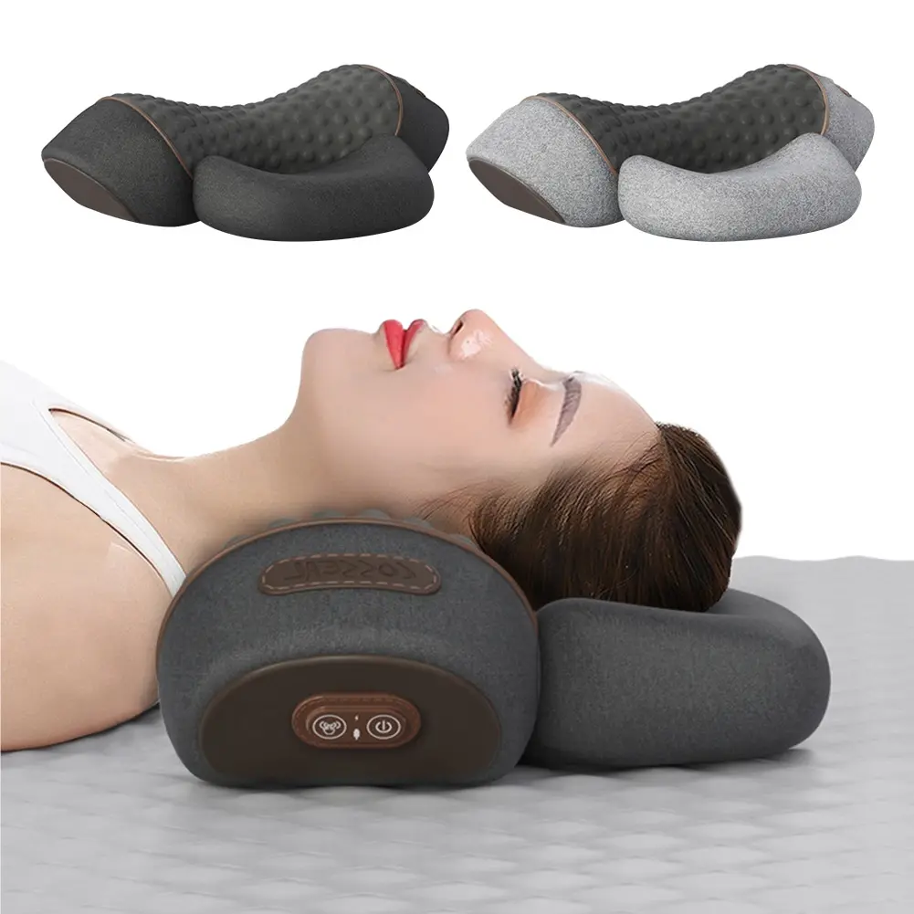 Electric Neck Pillow Ergonomic Memory Foam Pillow Heat & Vibration Shoulder Massager Pillow Multi-Function for Blood Circulation