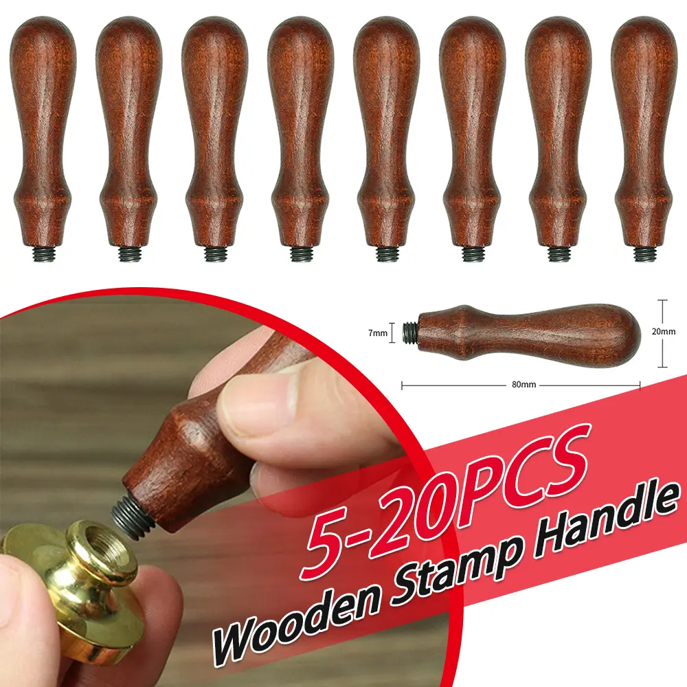 5-20PCS Wooden Fire Paint Handle DIY Vintage Wax Sealing Handle Antique Stamp Head Handle Envelope Scrapbooking Supplies
