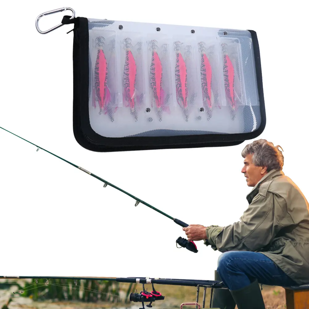 Portable Squid Jig Bag Fishing Lure Storage Case Wooden Shrimp Octopus Egi Case Fishing Accesories Organizer