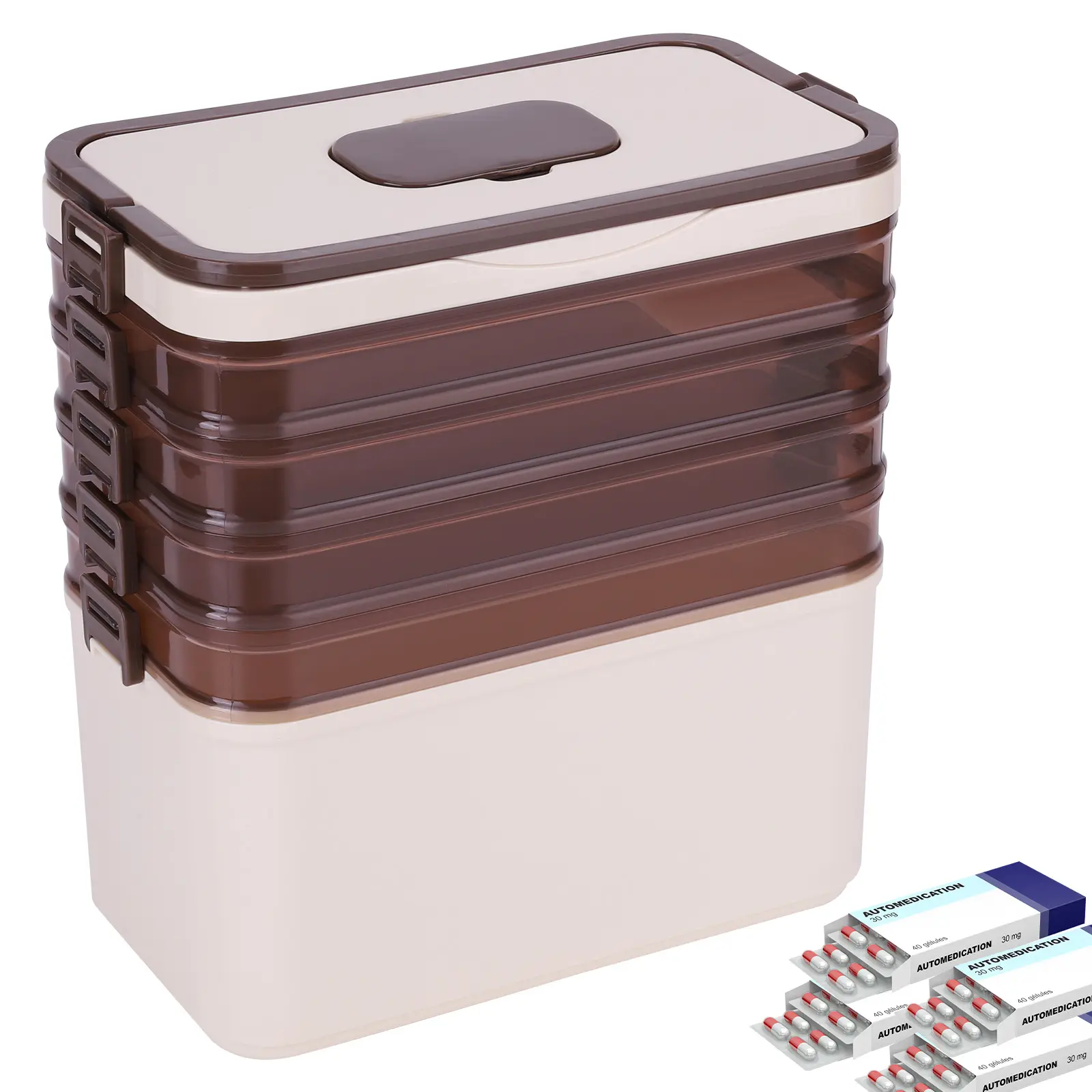 5 Tier Medicine Storage Box Medicine Organizer Medication Storage Box for Home Office School