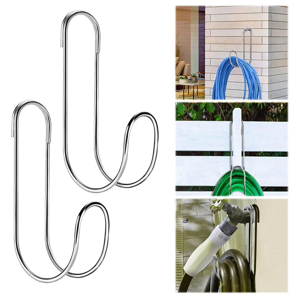 2 Pcs Stainless Steel Hose Holder Wall Mounted To 44lbs Heavy Duty Hose Hanger for Indoor Outdoor Home Garden Water Hose Storage