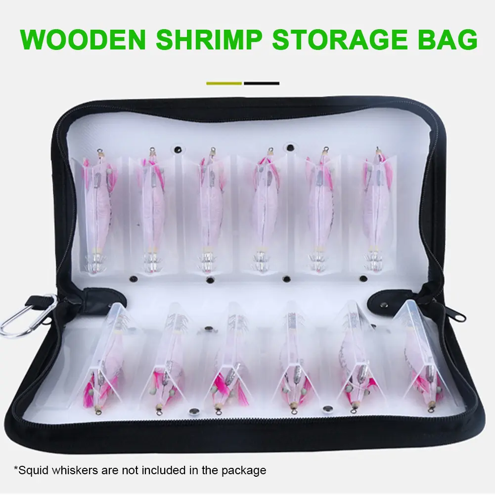 Portable Squid Jig Bag Fishing Lure Storage Case Wooden Shrimp Octopus Egi Case Fishing Accesories Organizer