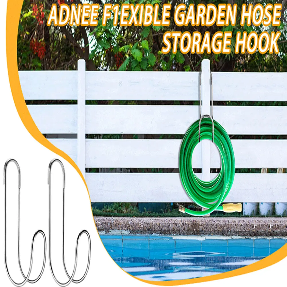2 Pcs Stainless Steel Hose Holder Wall Mounted To 44lbs Heavy Duty Hose Hanger for Indoor Outdoor Home Garden Water Hose Storage