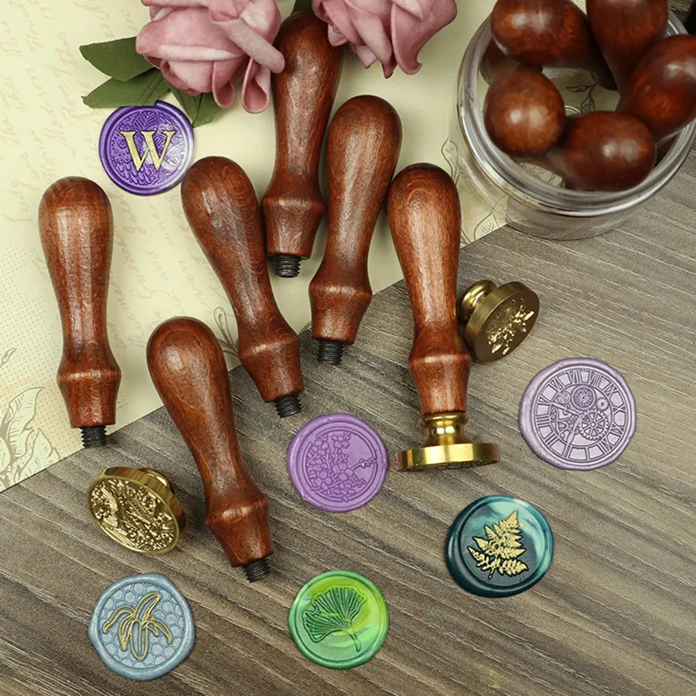 5-20PCS Wooden Fire Paint Handle DIY Vintage Wax Sealing Handle Antique Stamp Head Handle Envelope Scrapbooking Supplies