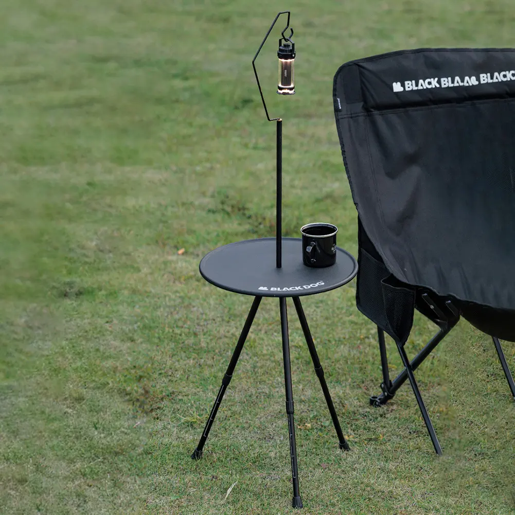 Lightweight Folding Table with Lamp Stand Adjustable Triangular Leg Table Aluminum Alloy for Outdoor Activities