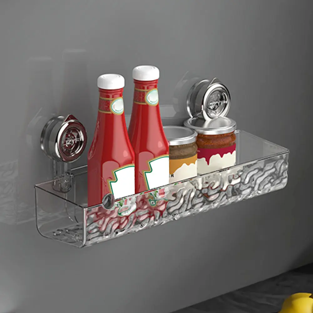 Suction Cup Bathroom Storage Shelf No Drill Shower Organizer Rack Multifunctional Floating Shelf Wall Mount Bathroom Accessories