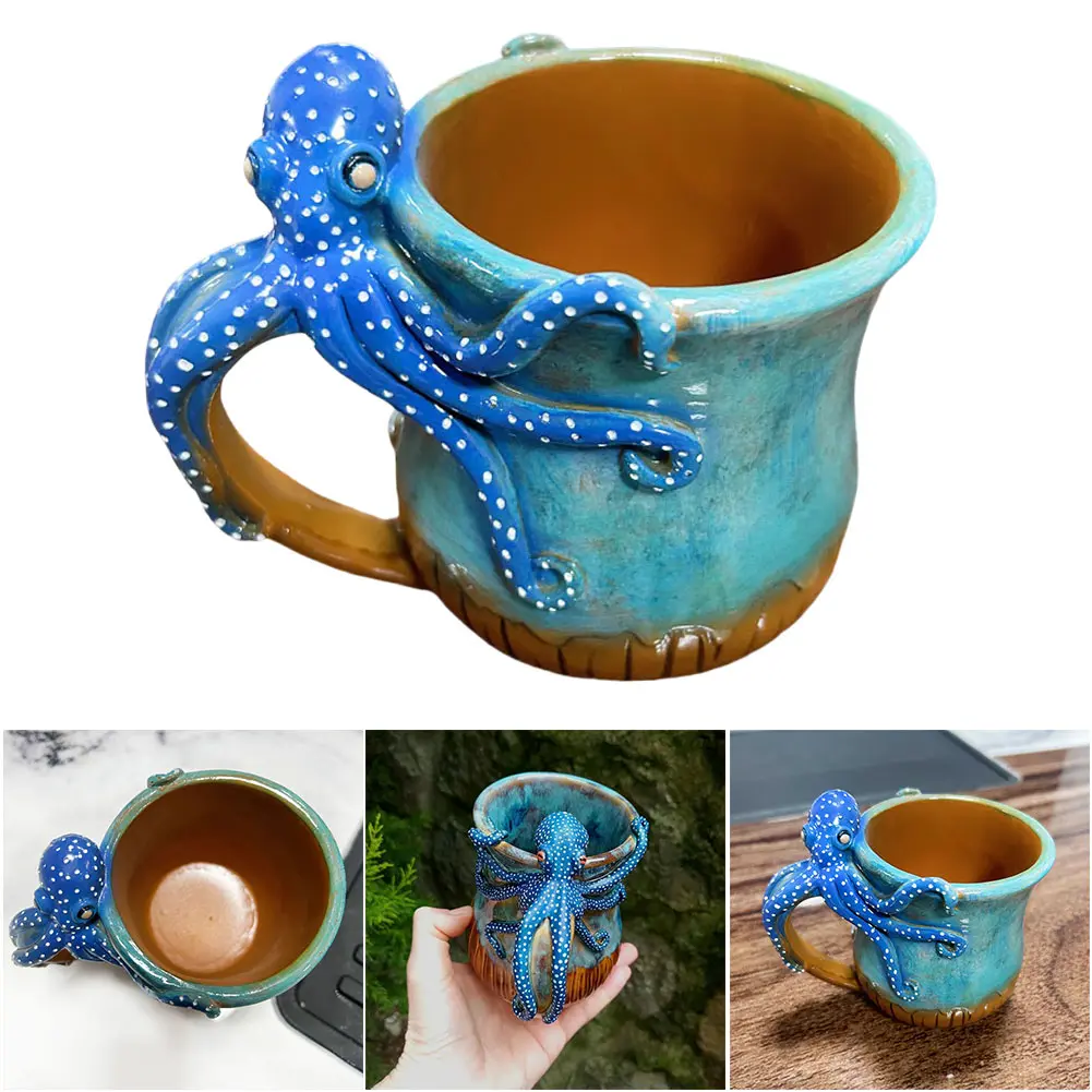 Novelty Octopuses Mug Coffee Milk Tea Cup with Handle Creative Octopuses Coffee Mug for Coffee and Milk Tea Enthusiasts