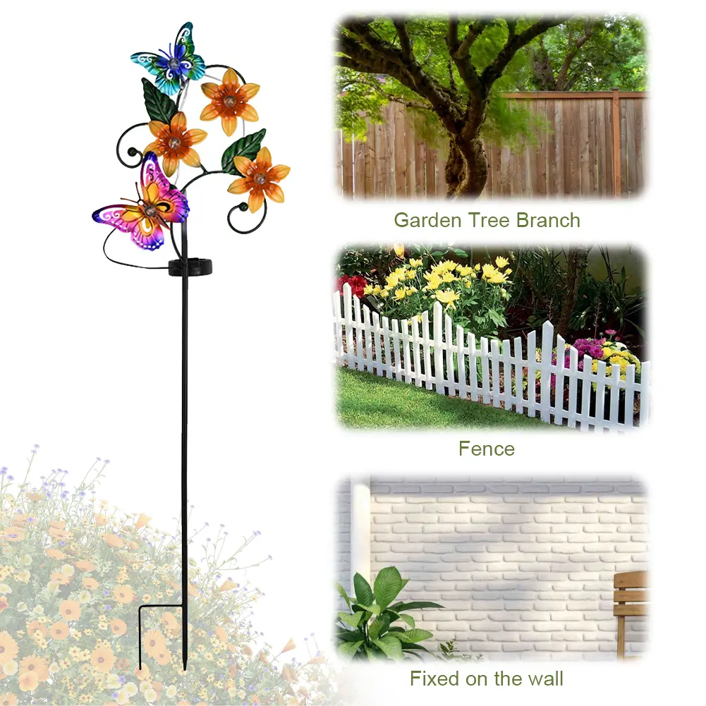 Solar Flower Stake Light Pathway Stake Light IP55 Waterproof Outdoor Pathway Lights Auto On Decorative for Yard Patio Pathway