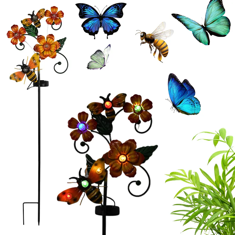 Solar Flower Stake Light Pathway Stake Light IP55 Waterproof Outdoor Pathway Lights Auto On Decorative for Yard Patio Pathway