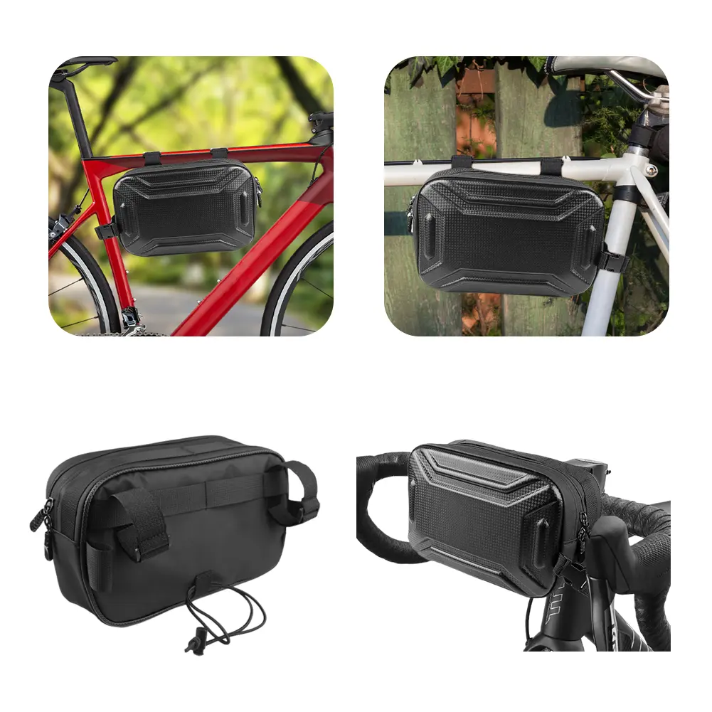 3L Bike Handlebar Bag Multifunctional Bike Front Frame Bag Adjustable Strap Bicycle Storage Bag Hard Shell Cycling Accessories