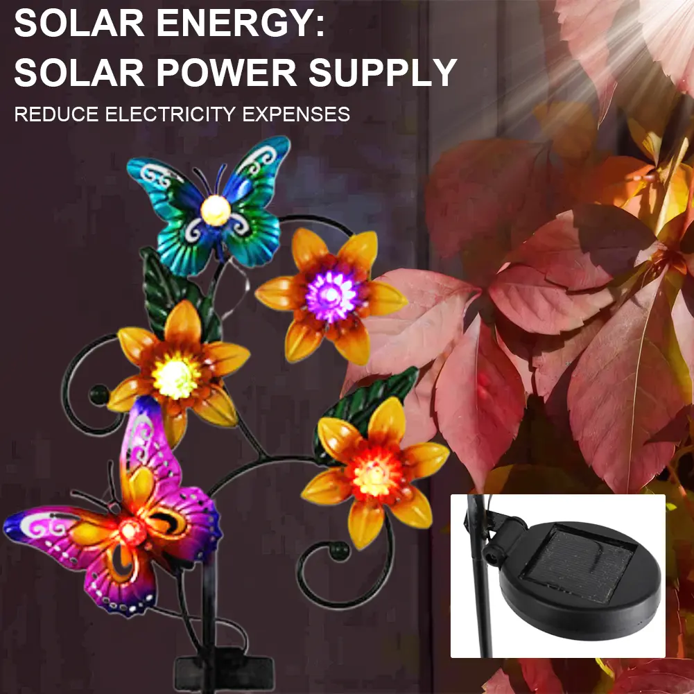 Solar Flower Stake Light Pathway Stake Light IP55 Waterproof Outdoor Pathway Lights Auto On Decorative for Yard Patio Pathway