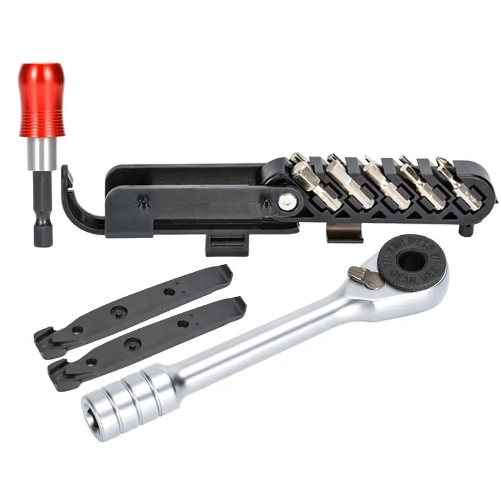 Mini Ratchet Wrench Tool Kit Multifunctional Ratchet Wrench Tool Set Mountain Bike Road Bike Riding Repair Accessories